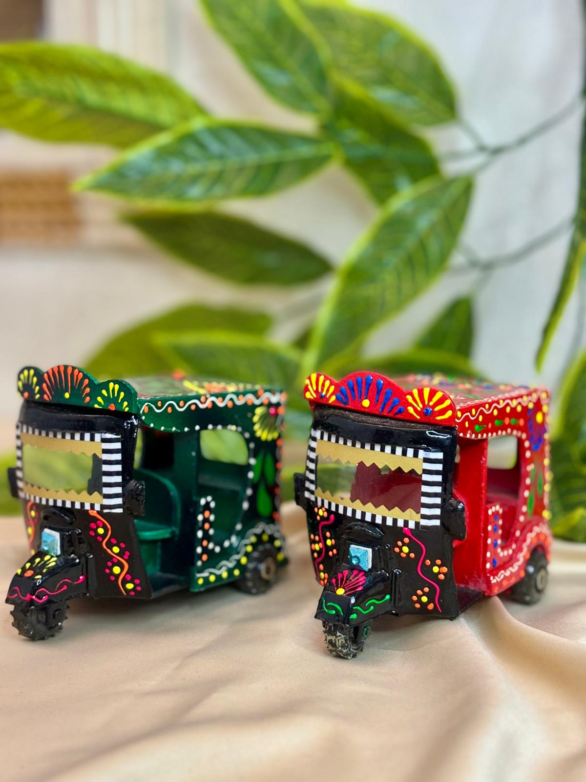 Hand-Painted Wooden Rickshaw, Truck & Tanga for Traditional Home Décor