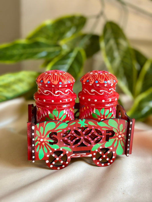 Hand-Painted Truck Art Salt & Pepper Cart |