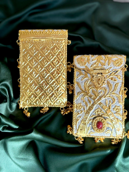 Antique Two-Tone Hand-Engraved Mobile Holder Clutch