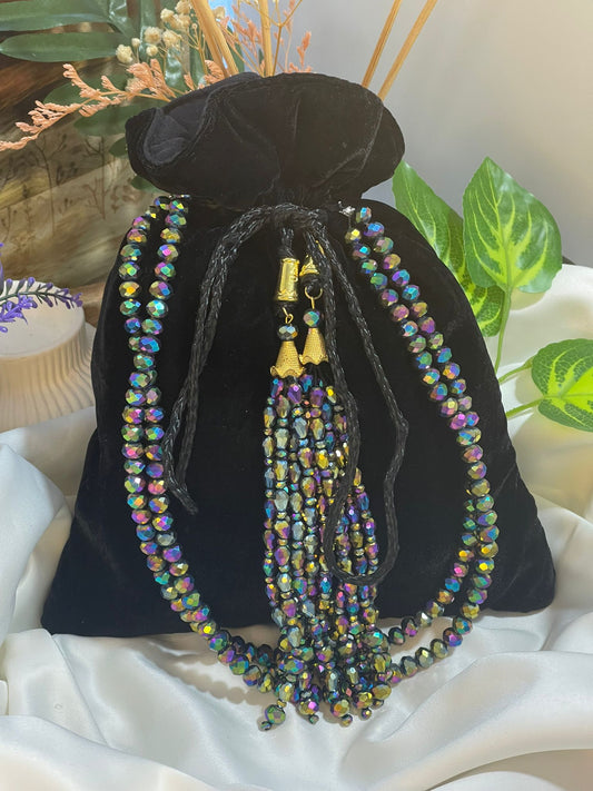 Plain Velvet Potli Bags with Heavy Crystal Tassels