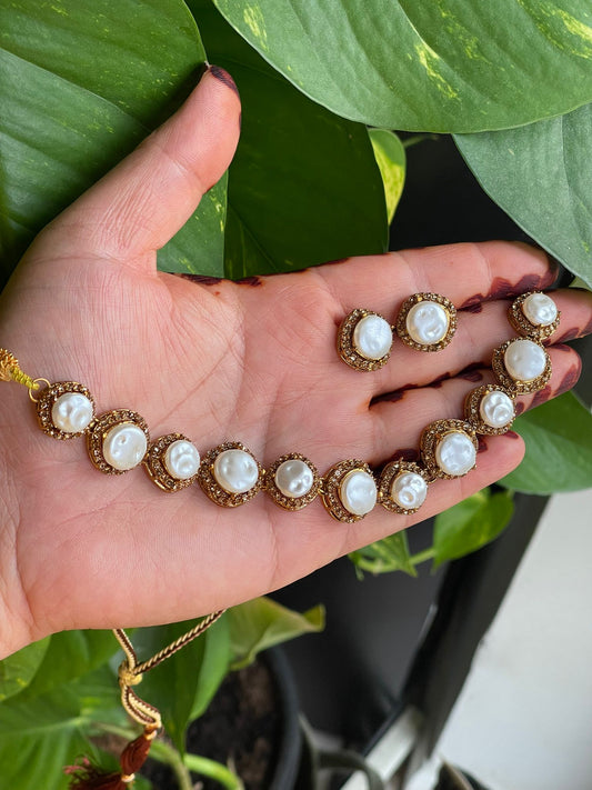 Elegant Pearl & Crystal Handcrafted Necklace