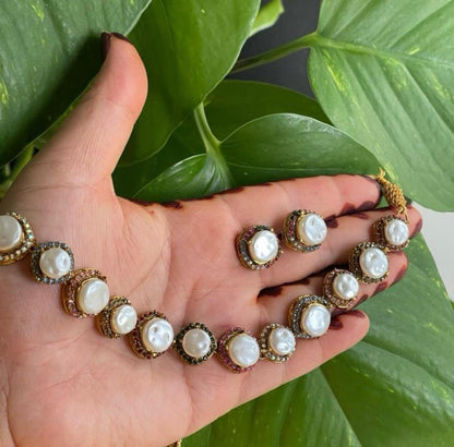 Elegant Pearl & Crystal Handcrafted Necklace