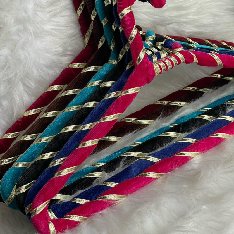 6-Pack Velvet Premium Gota Fancy Hangers for Wedding Trousseau & Gifting