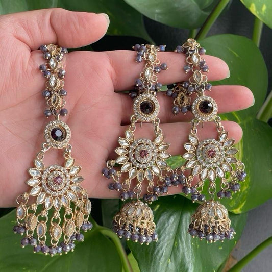 Elegant Pakistani Bridal Jhumar & Earring Set | Mirror Work & Pearl Beaded Design