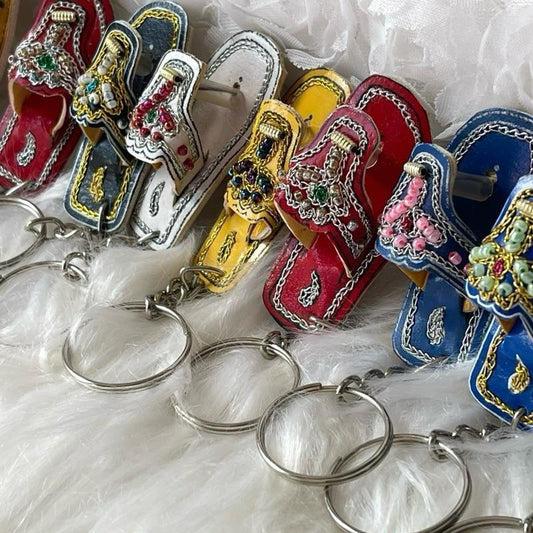 Handmade Khussa Keychain or Mini Chappal Keychain