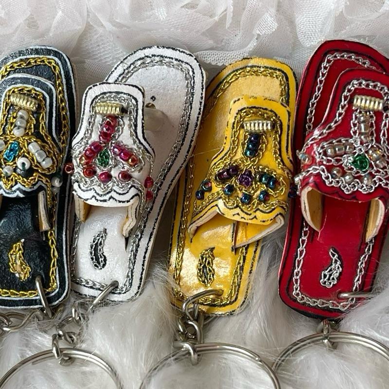 Handmade Khussa Keychain or Mini Chappal Keychain