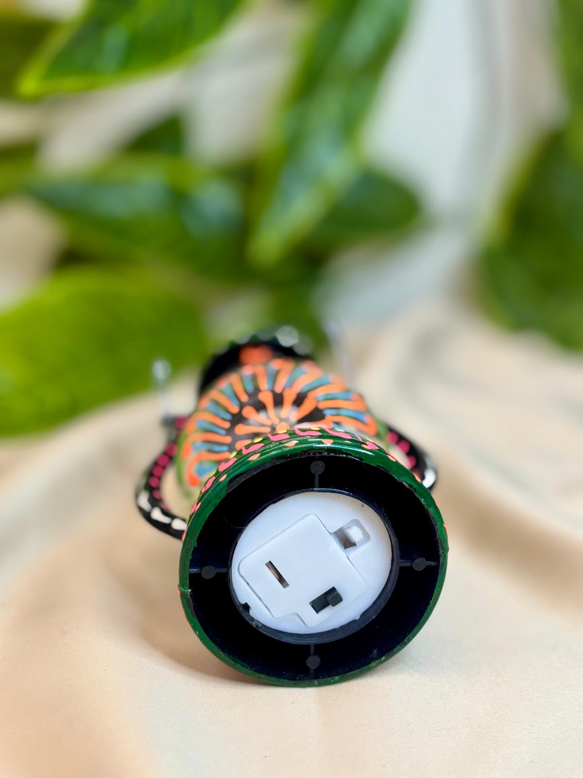 Radiant Bloom Hand-Painted Lantern – Wireless Boho Accent Light