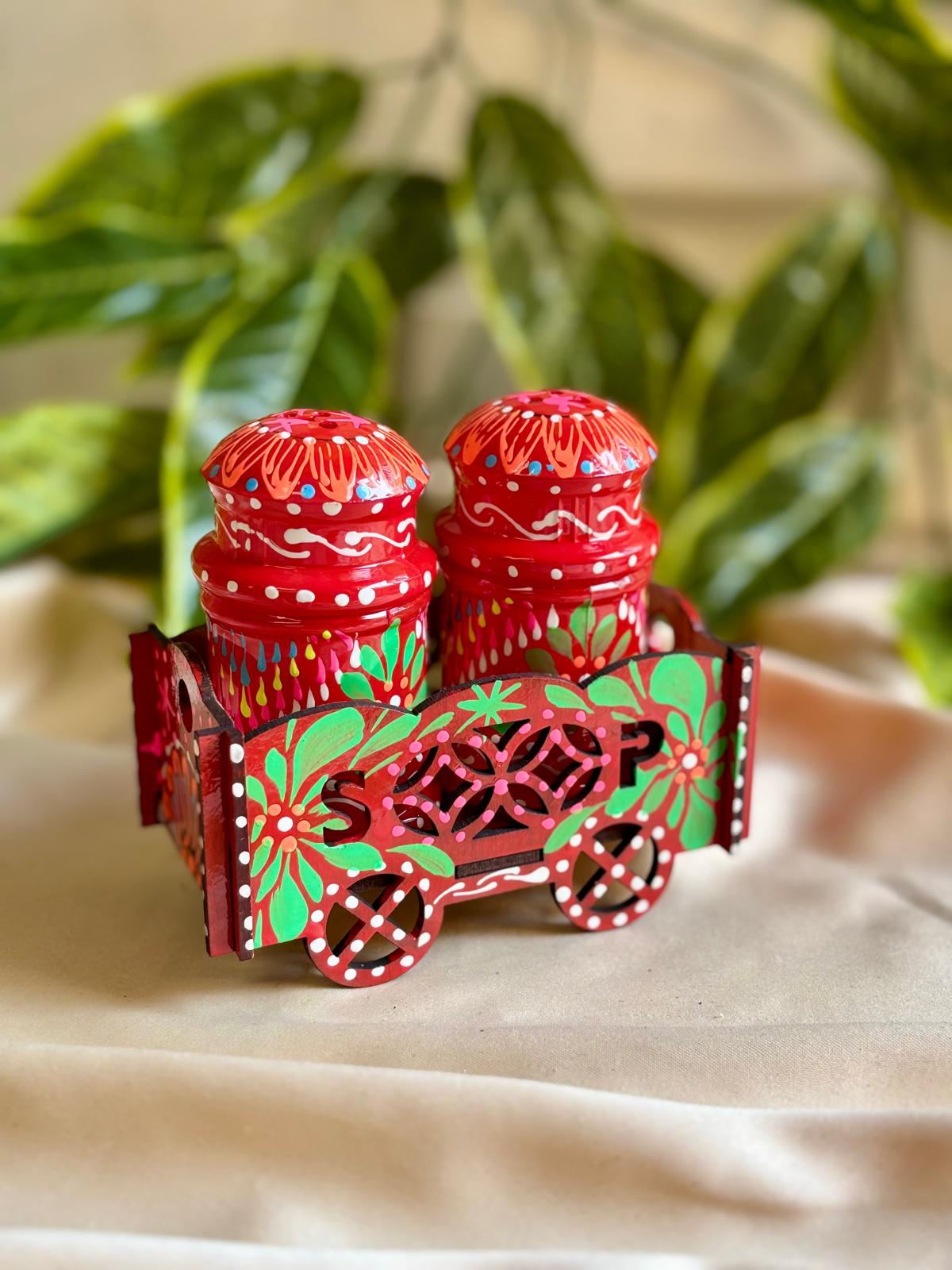 Hand-Painted Truck Art Salt & Pepper Cart |