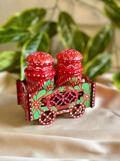 Hand-Painted Truck Art Salt & Pepper Cart |
