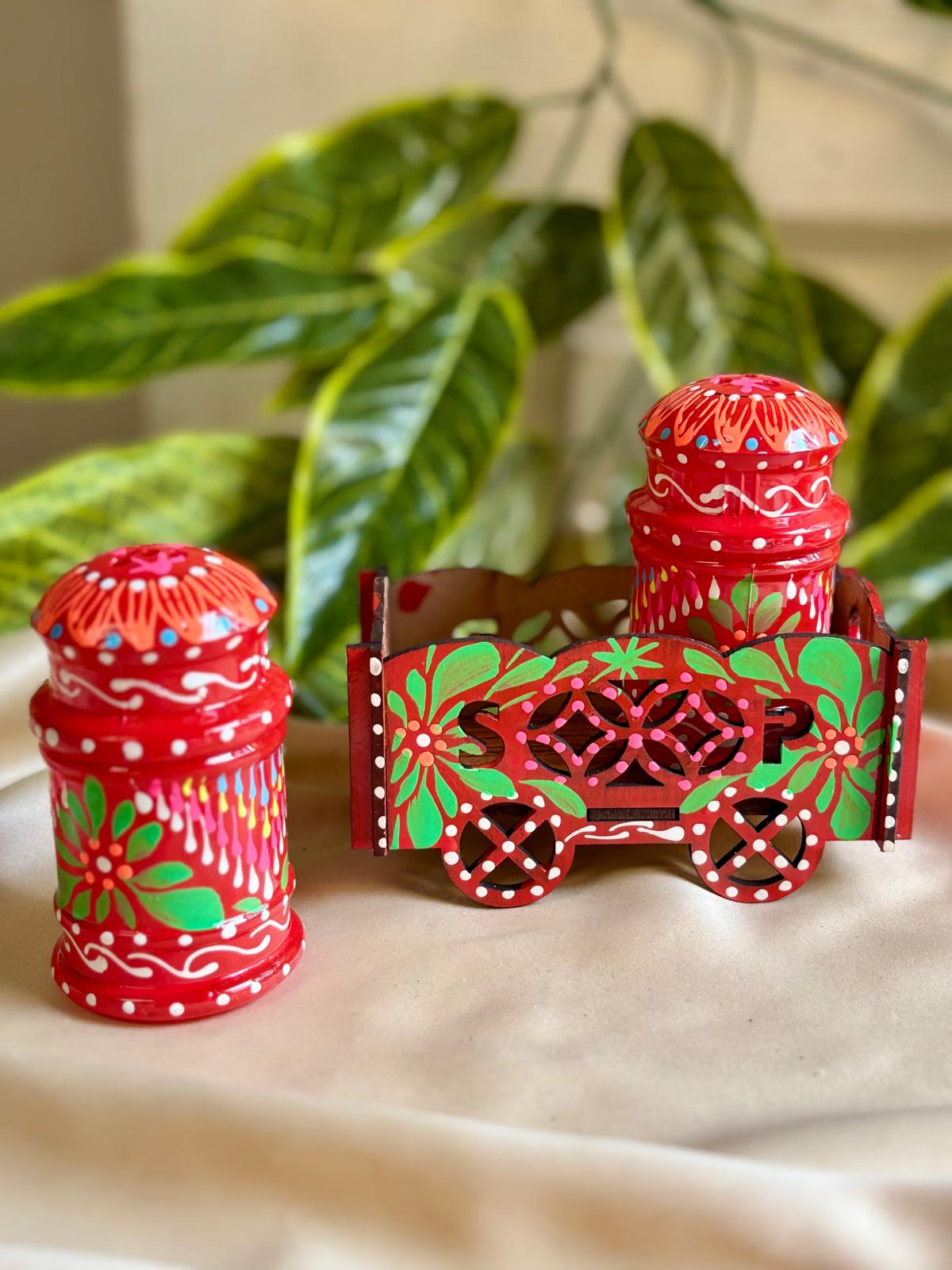 Hand-Painted Truck Art Salt & Pepper Cart |