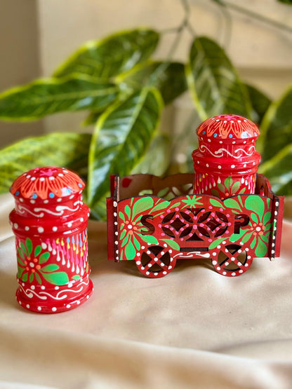 Hand-Painted Truck Art Salt & Pepper Cart |