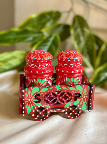 Hand-Painted Truck Art Salt & Pepper Cart |