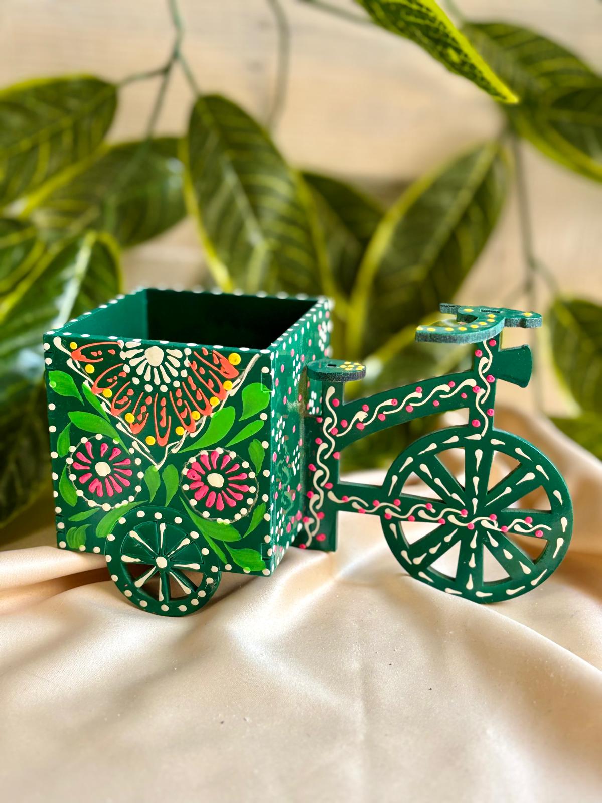 Hand-Painted Truck Art Bicycle Cutlery Holder | Traditional Folk Art Organizer