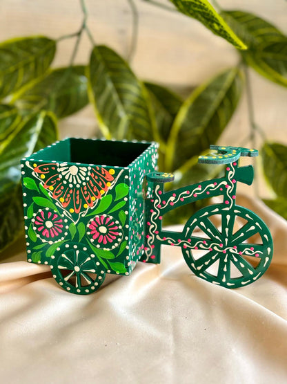 Hand-Painted Truck Art Bicycle Cutlery Holder | Traditional Folk Art Organizer