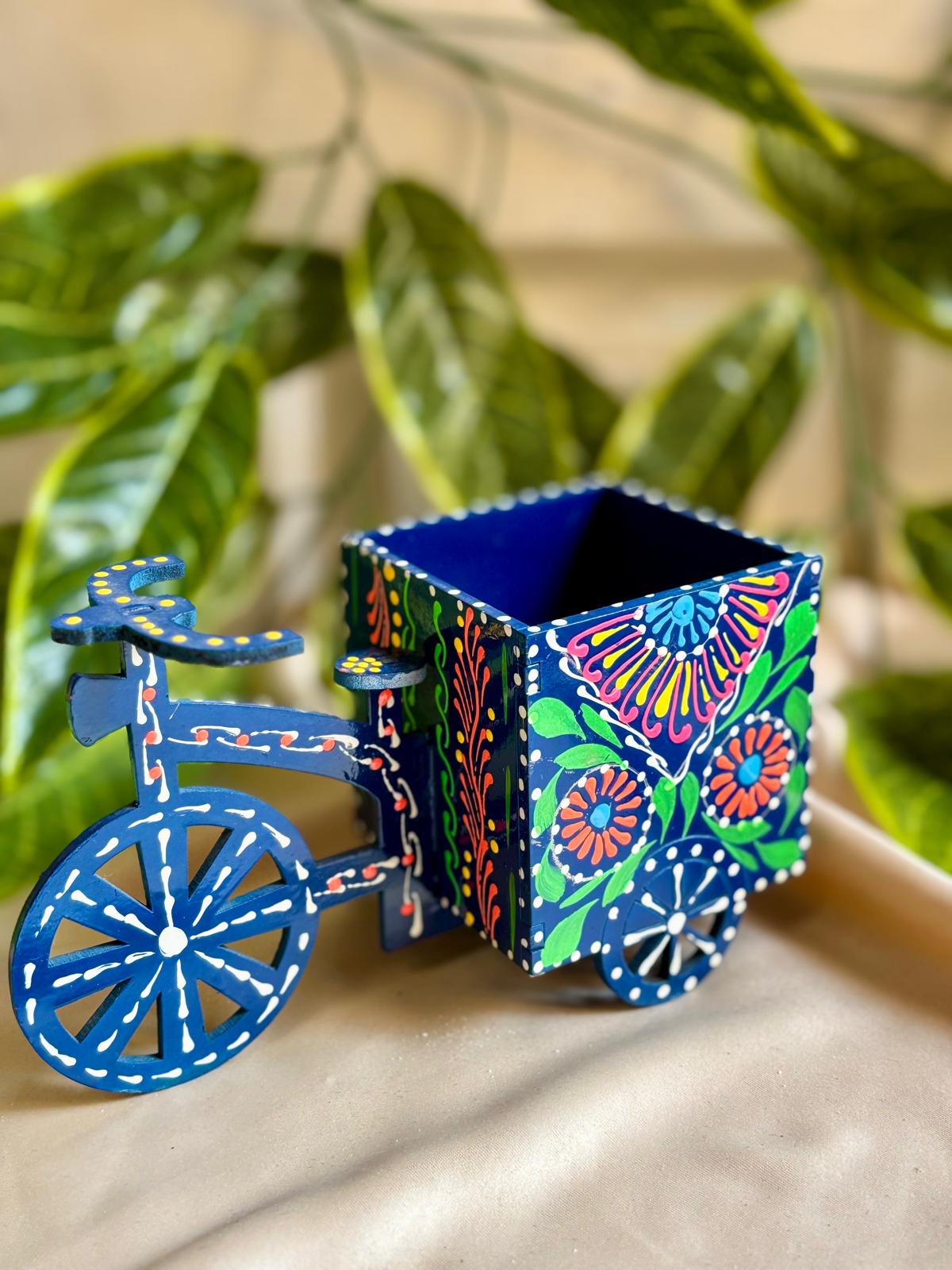 Hand-Painted Truck Art Bicycle Cutlery Holder | Traditional Folk Art Organizer