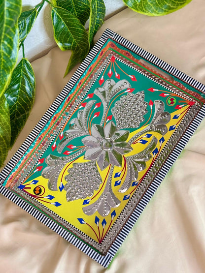 Chamak Patti Truck Art Wheel Cart Tray | Reflective Hand-Painted Serving Platter