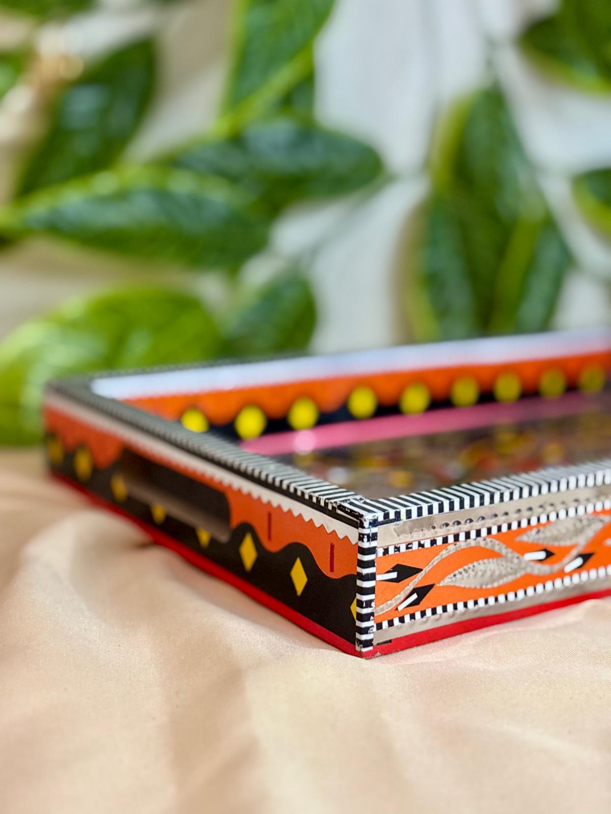Truck Art Double Handle Tray – Hand-Painted Traditional Serving Platter