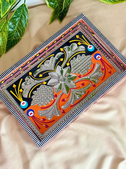 Truck Art Double Handle Tray – Hand-Painted Traditional Serving Platter