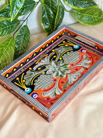 Truck Art Double Handle Tray – Hand-Painted Traditional Serving Platter