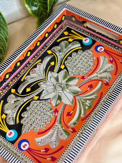 Truck Art Double Handle Tray – Hand-Painted Traditional Serving Platter