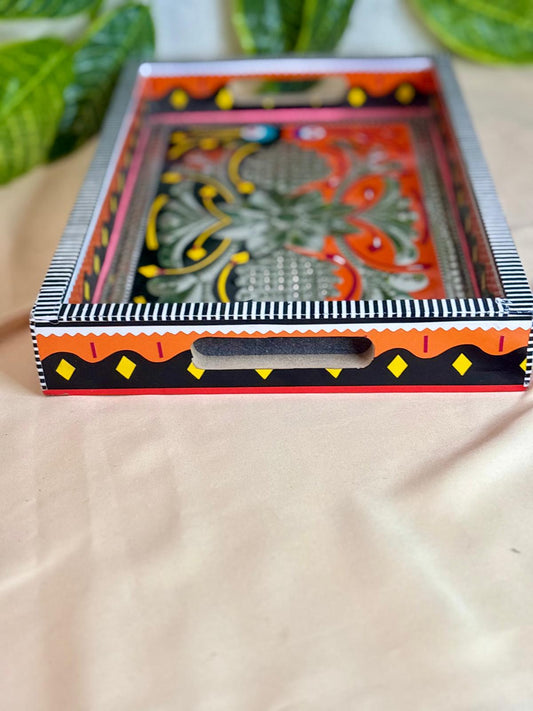 Truck Art Double Handle Tray – Hand-Painted Traditional Serving Platter