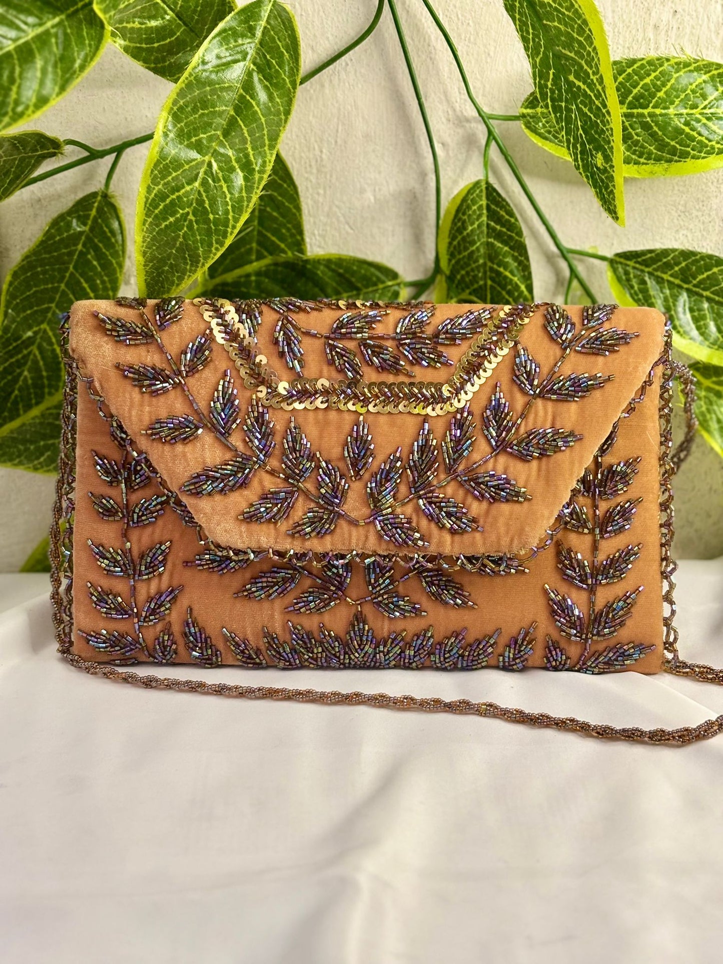 Midnight Velvet Hand-Embroidered Beaded Clutch | Opulent Festive Gala Bag