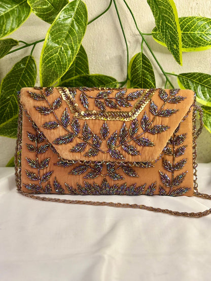 Midnight Velvet Hand-Embroidered Beaded Clutch | Opulent Festive Gala Bag