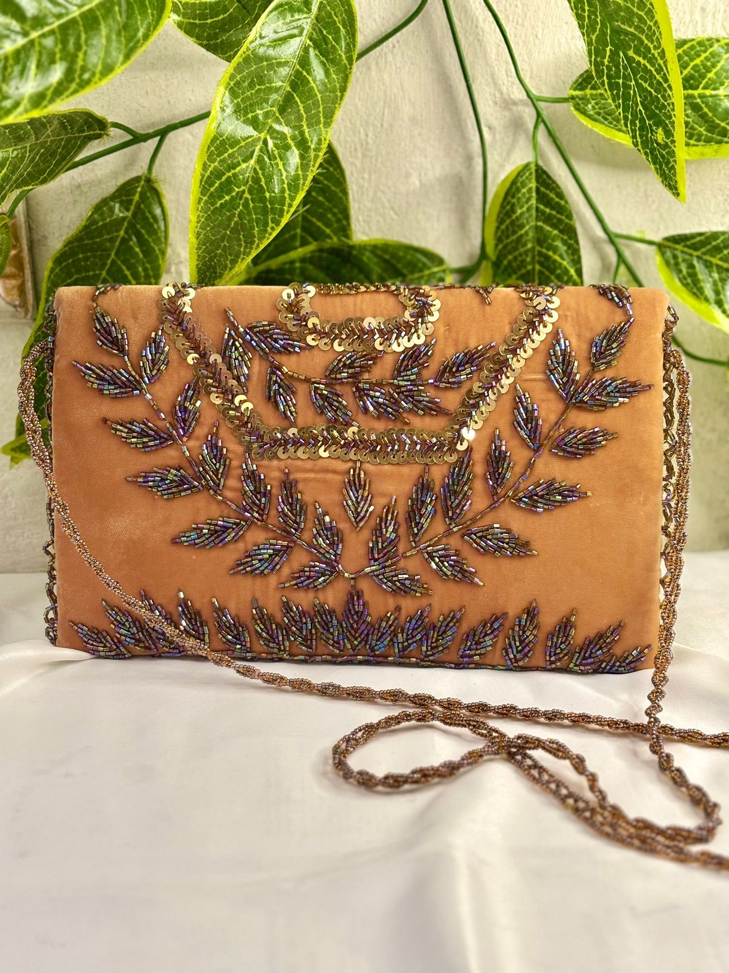 Midnight Velvet Hand-Embroidered Beaded Clutch | Opulent Festive Gala Bag