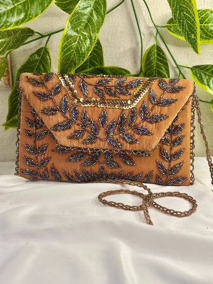 Midnight Velvet Hand-Embroidered Beaded Clutch | Opulent Festive Gala Bag