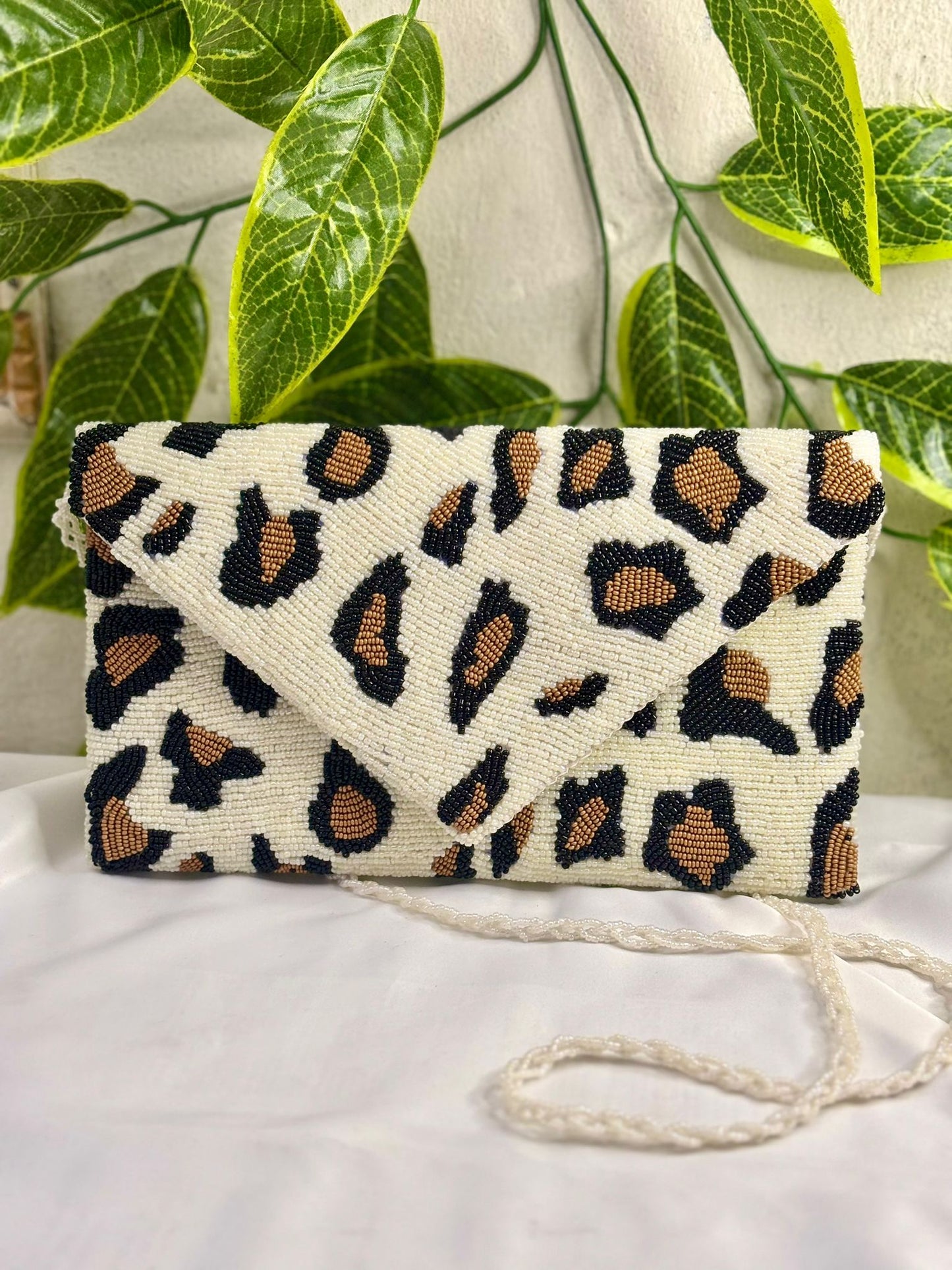 Designer Cheetah Print Beaded Clutch | Fully Hand-Crafted Animal Print Evening Bag
