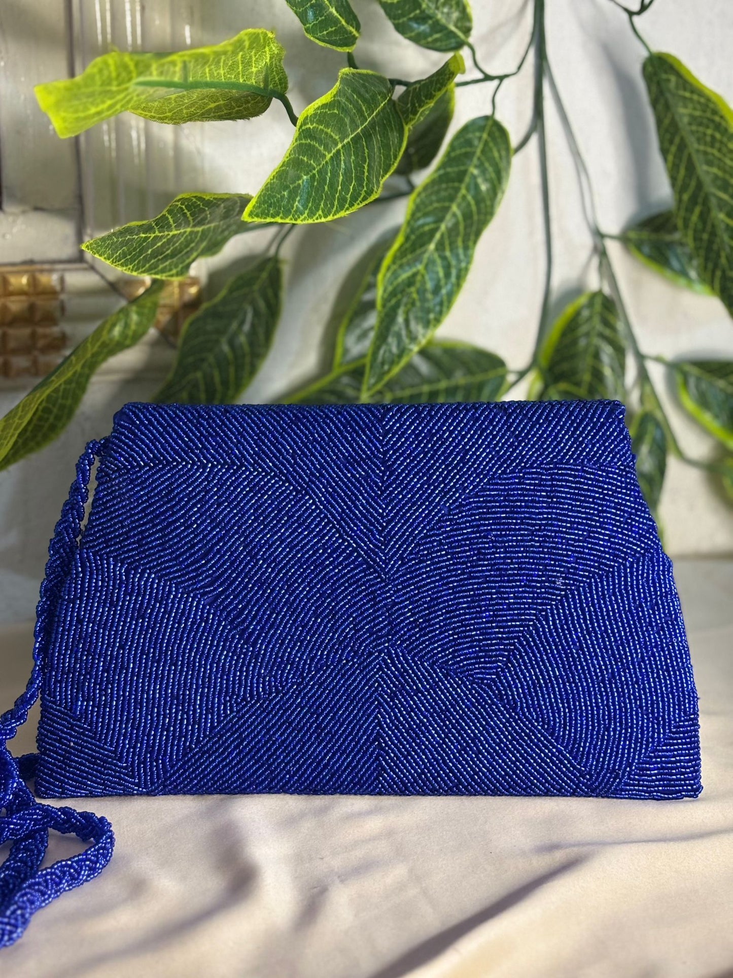 Single-Tone Elegant Beaded Clutch | Fully Hand-Crafted All-Over Beadwork