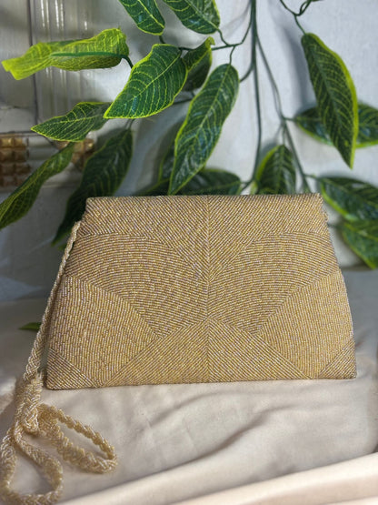 Single-Tone Elegant Beaded Clutch | Fully Hand-Crafted All-Over Beadwork