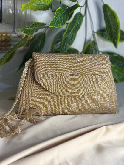 Single-Tone Elegant Beaded Clutch | Fully Hand-Crafted All-Over Beadwork