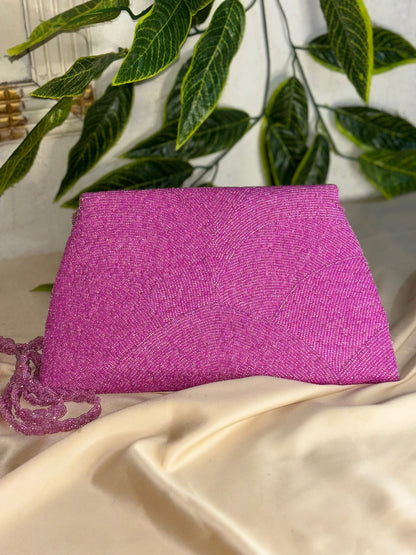 Single-Tone Elegant Beaded Clutch | Fully Hand-Crafted All-Over Beadwork