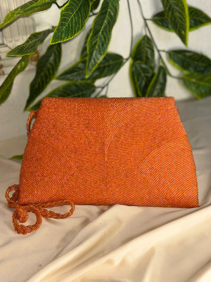 Single-Tone Elegant Beaded Clutch | Fully Hand-Crafted All-Over Beadwork