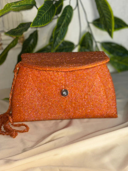 Single-Tone Elegant Beaded Clutch | Fully Hand-Crafted All-Over Beadwork