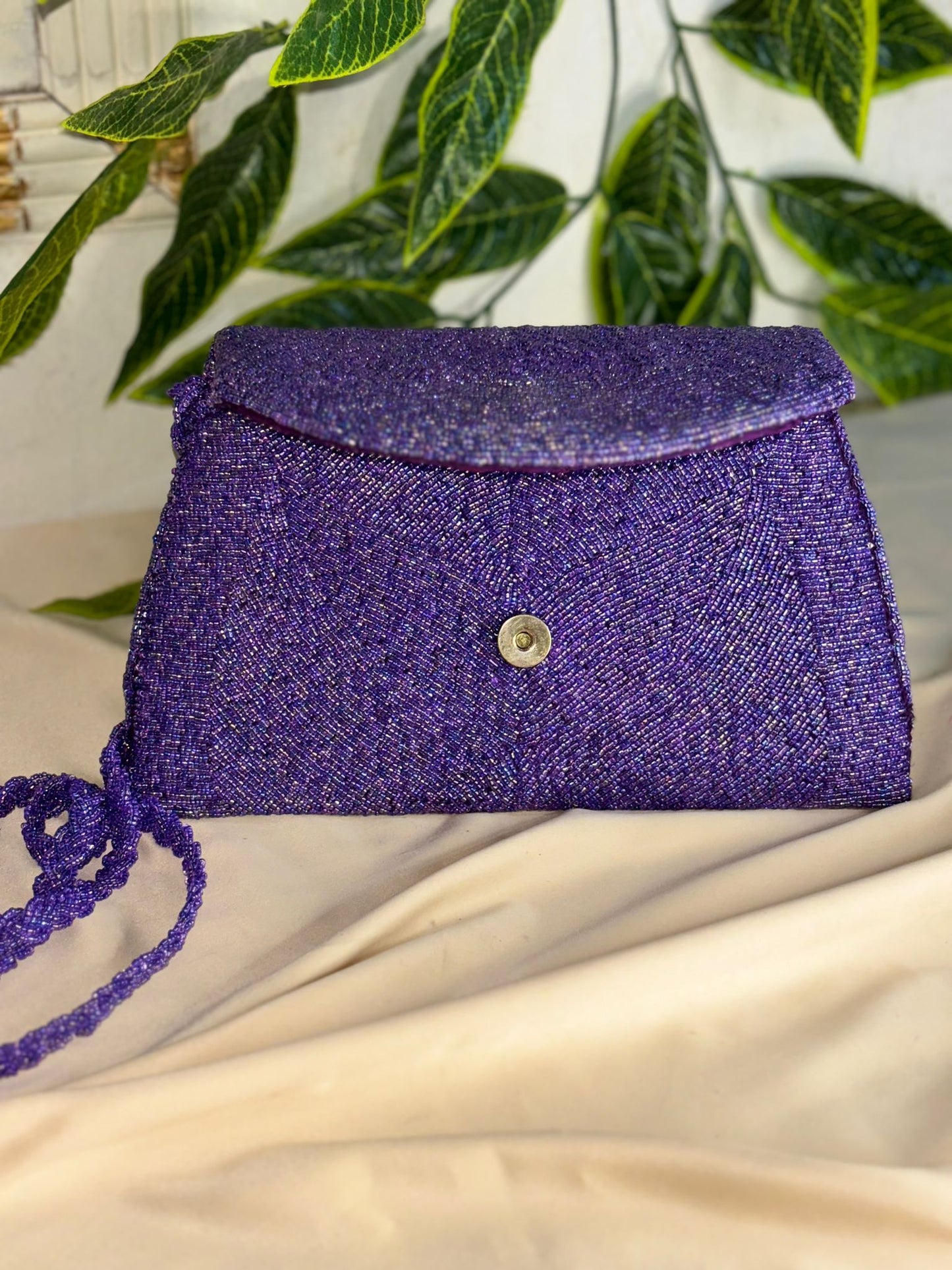 Single-Tone Elegant Beaded Clutch | Fully Hand-Crafted All-Over Beadwork