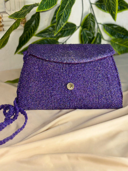Single-Tone Elegant Beaded Clutch | Fully Hand-Crafted All-Over Beadwork