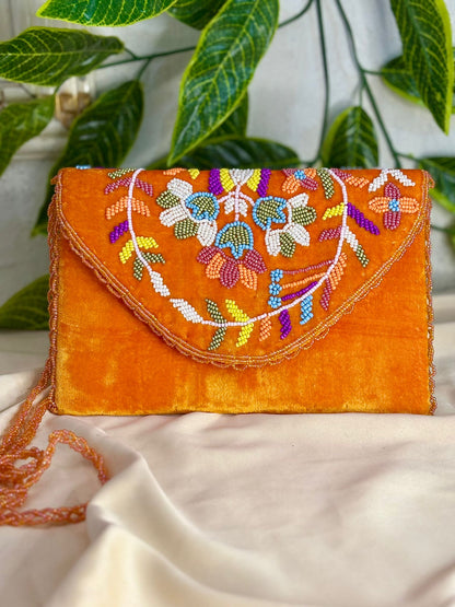 Vibrant Velvet: Hand-Crafted Multi-Color Beaded Clutch
