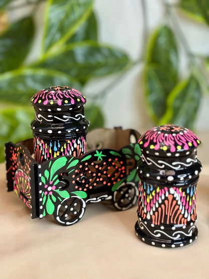 Hand-Painted Truck Art Salt & Pepper Cart |