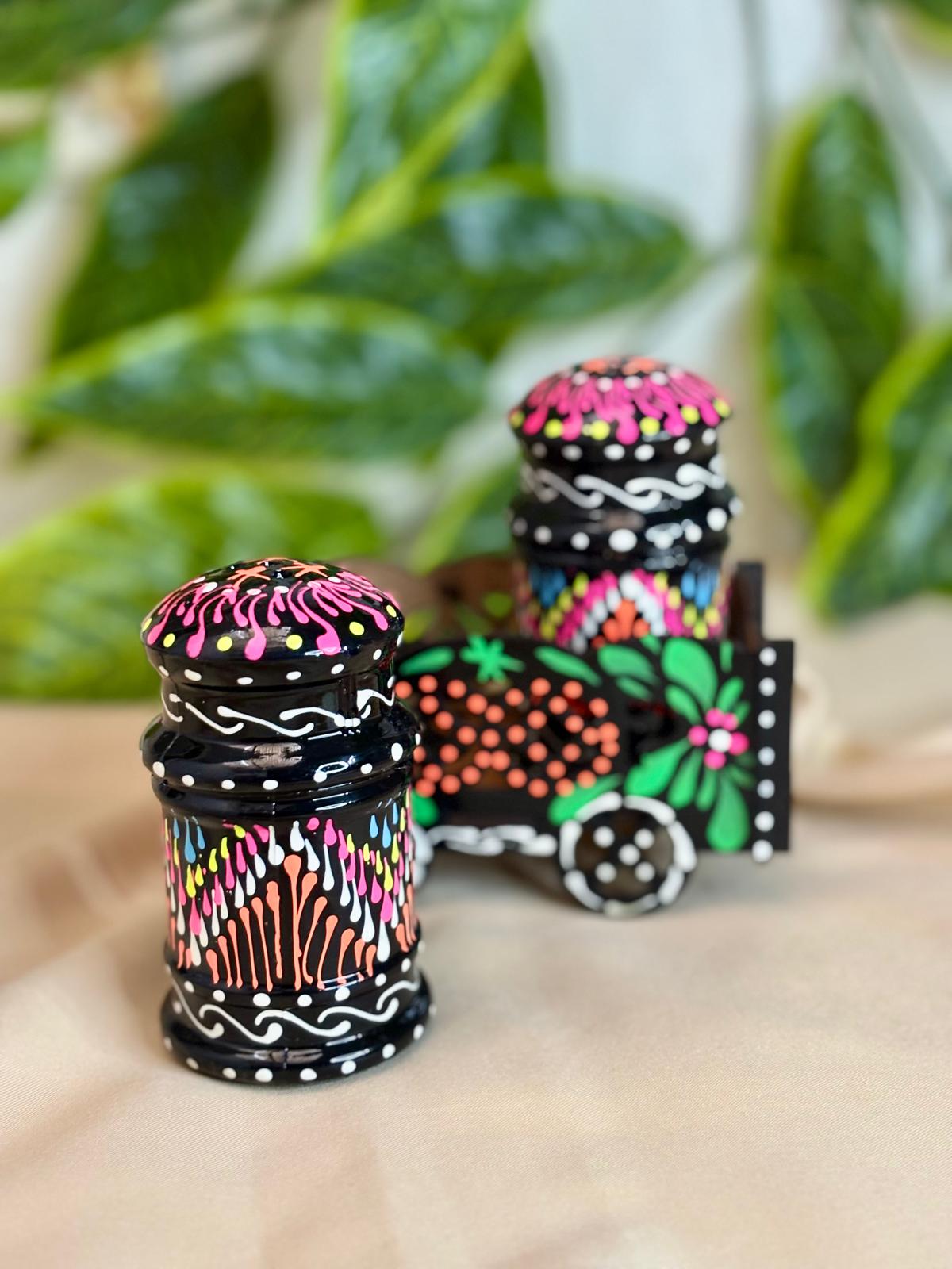 Hand-Painted Truck Art Salt & Pepper Cart |