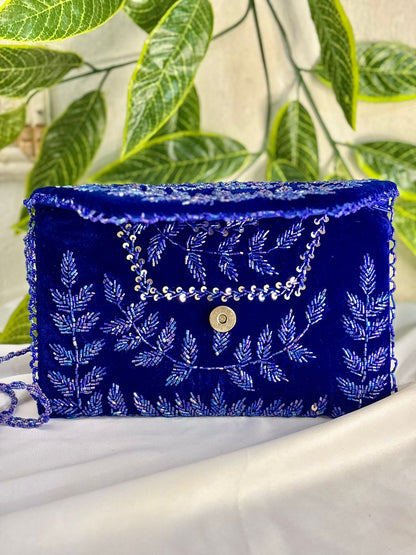 Midnight Velvet Hand-Embroidered Beaded Clutch | Opulent Festive Gala Bag