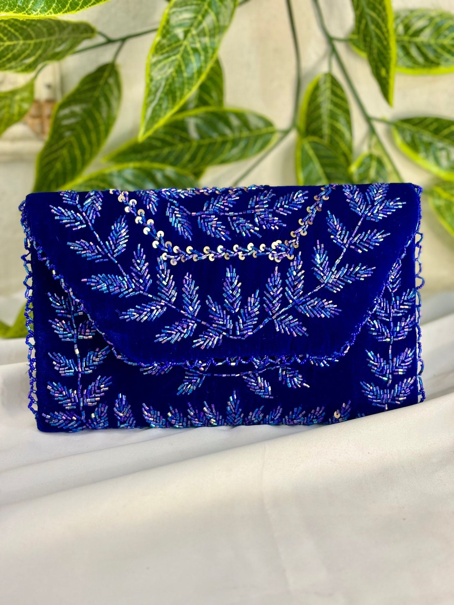 Midnight Velvet Hand-Embroidered Beaded Clutch | Opulent Festive Gala Bag