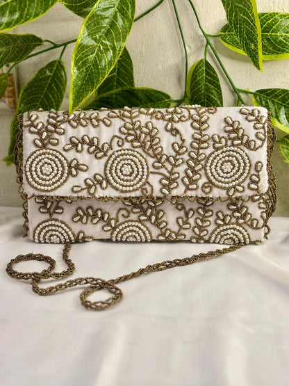 Vintage Velvet Clutch | Hand-Embroidered Gold Zardosi & Beadwork