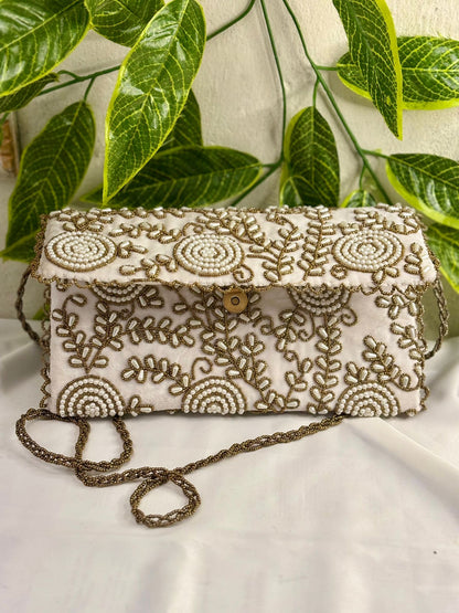 Vintage Velvet Clutch | Hand-Embroidered Gold Zardosi & Beadwork