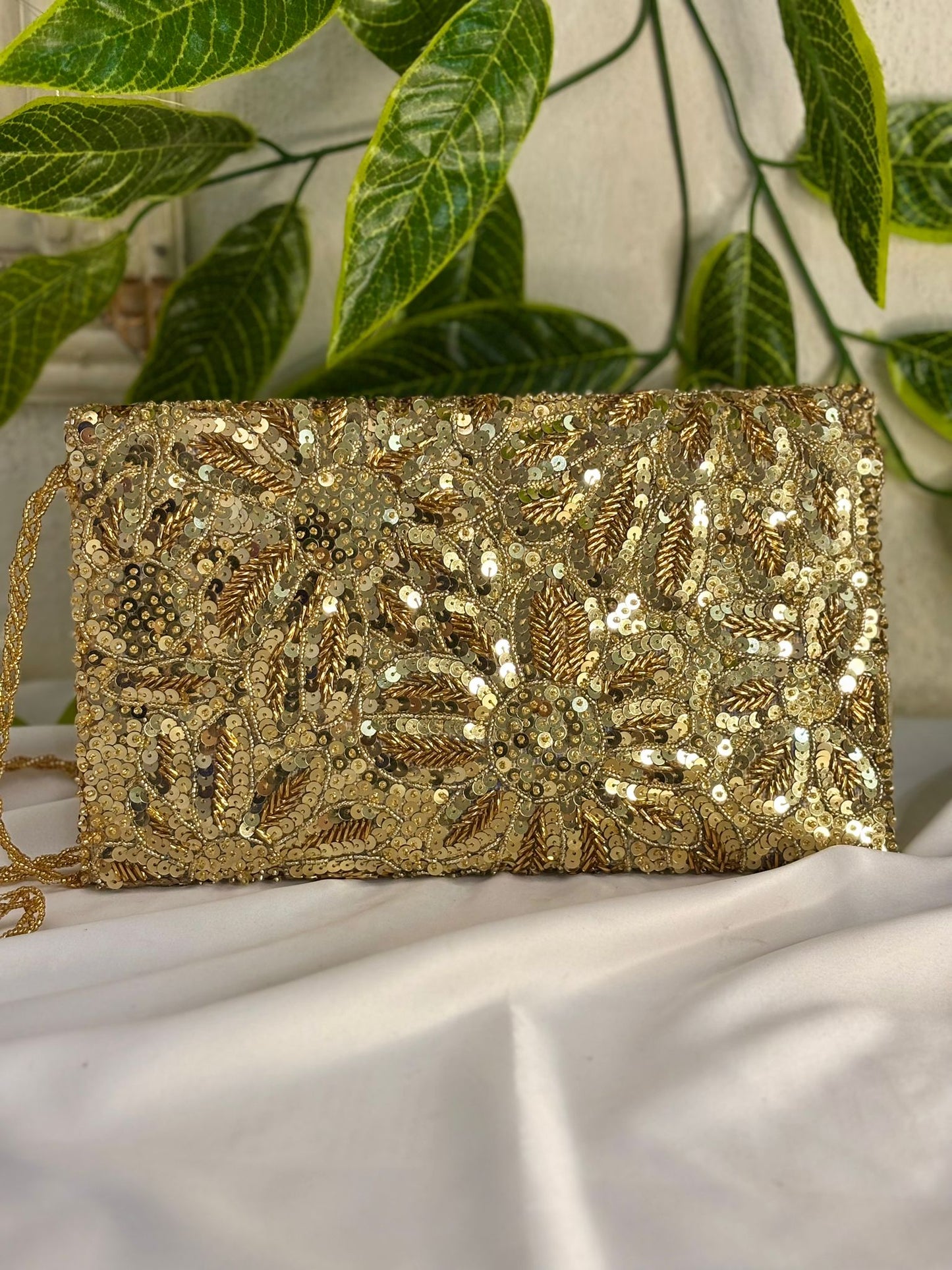 Vintage Velvet Clutch | Hand-Embroidered Gold Zardosi & Beadwork
