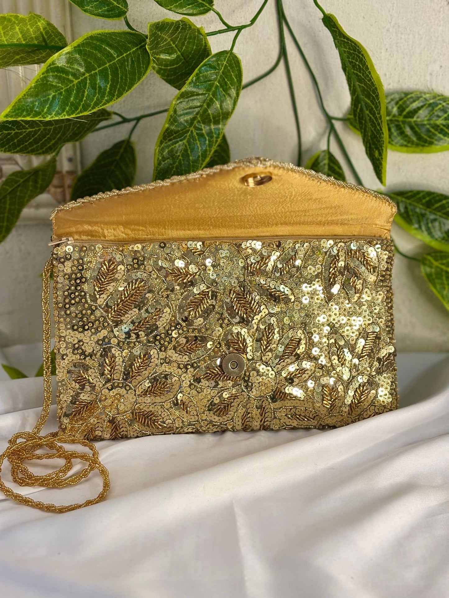 Vintage Velvet Clutch | Hand-Embroidered Gold Zardosi & Beadwork