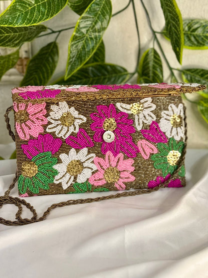 Vintage Velvet Clutch | Hand-Embroidered Gold Zardosi & Beadwork