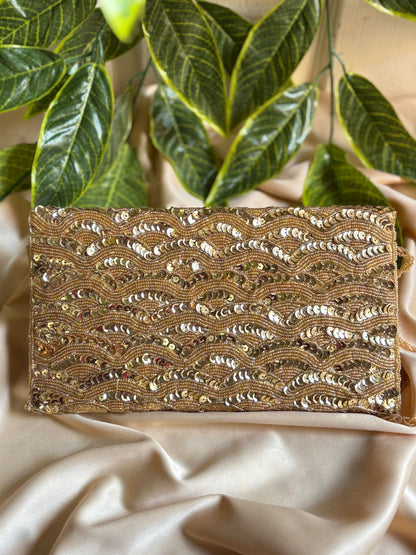 Vintage Velvet Clutch | Hand-Embroidered Gold Zardosi & Beadwork