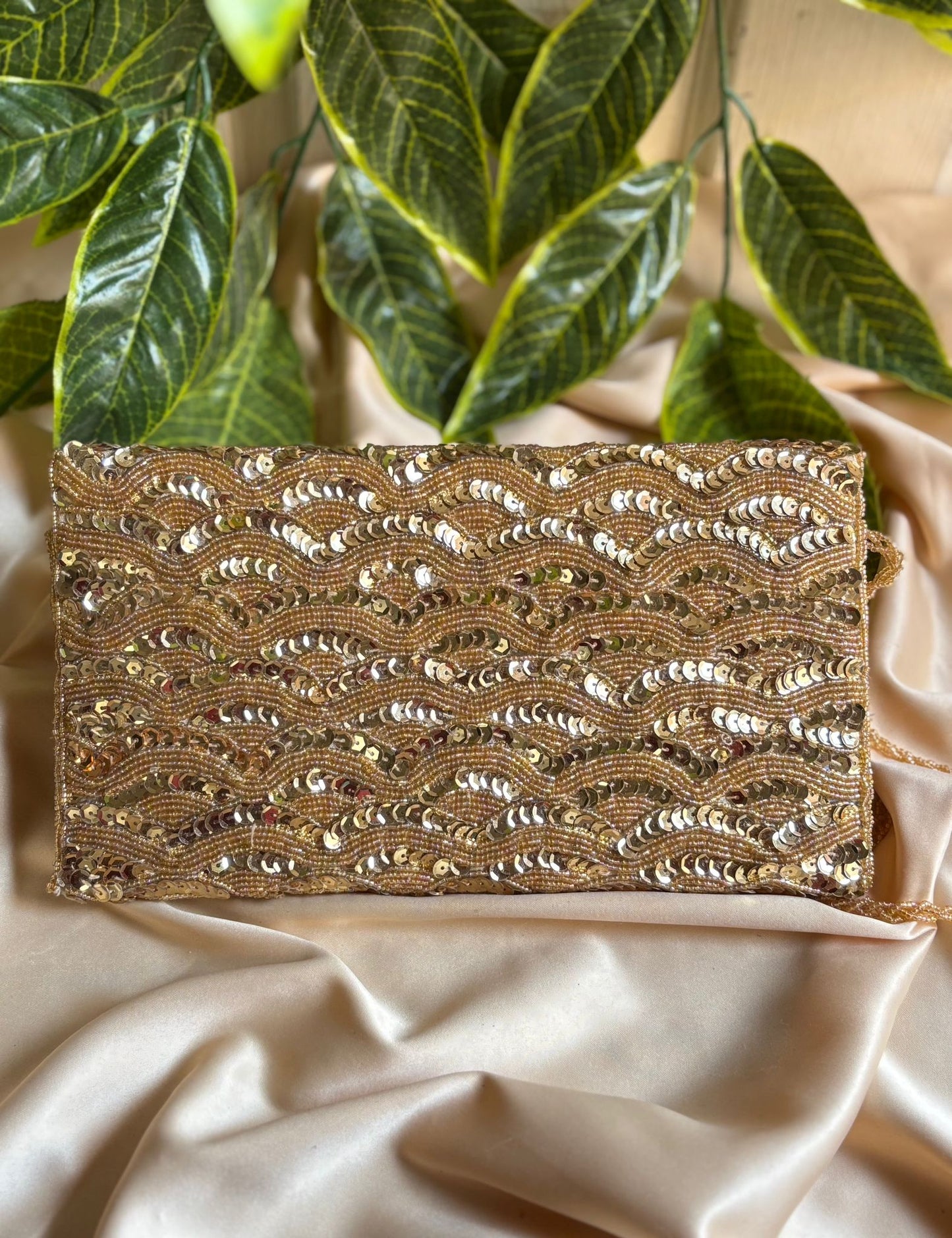 Vintage Velvet Clutch | Hand-Embroidered Gold Zardosi & Beadwork